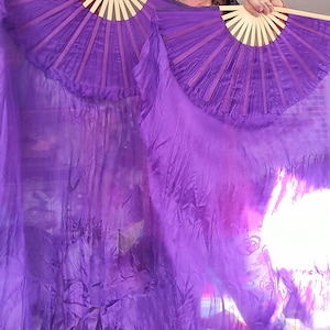 Seidenfächer Paar. Königliches Lila. Vorgefertigte, sofort versandfertige Bambusstäbe 60 &quot;lang * Bitte lesen Sie Artikeldetails *