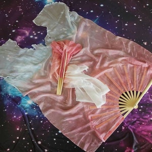 Silk Veil Fans Ophelia ; Pastel Peach Ombre. Custom made by Lunarwear per order *Please Read Item Details!* left & right Pair