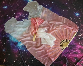 Silk Veil Fans Ophelia ; Pastel Peach Ombre. Custom made by Lunarwear per order *Please Read Item Details!* left & right Pair