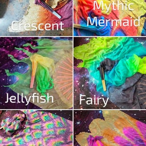 Paire de ventilateurs Silk Flow, néon UV Blacklight Glow Prism. CUSTOM teint à la main sur commande. Veuillez lire tous les détails de l'article avant l'achat ! image 13