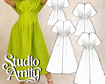 Adrielle Dress PDF Sewing Pattern: Easy Pleated Mini & Maxi, XS-XXL  (digital Pattern) - Etsy