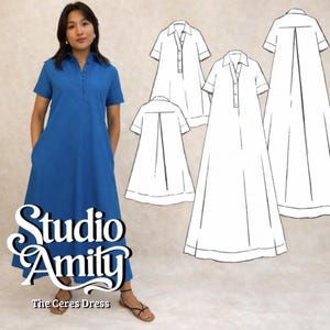 Patrón de costura en PDF para vestido camisero Ceres: Vestido mini y maxi para mujer, tallas XS-XXL (Patrón digital)