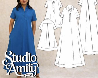 Ceres Shirtdress PDF Sewing Pattern: Women's Mini & Maxi Dress XS-XXL (Digital Pattern)