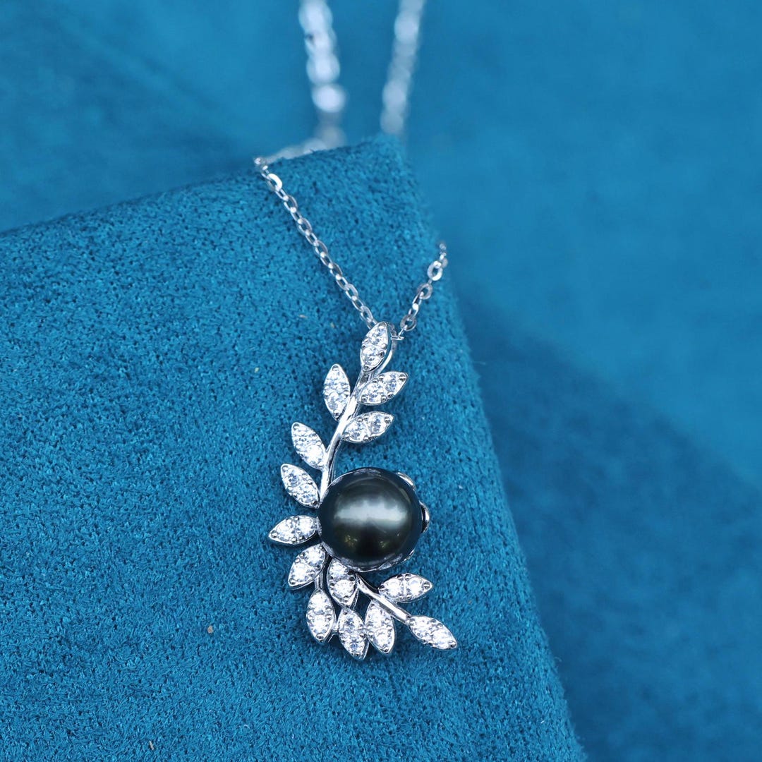 [HAESOOL] 925silver☆Classic black pearl Necklace Black Pearl Necklace 16