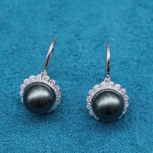 Tahitian Black Pearl Sterling Silver Earrings: AAA Quality