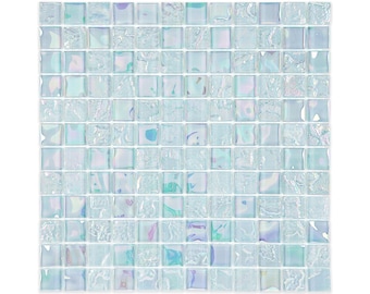 Iridescent Grey Glass Mosaic Tile: 1&quot; Turkish Tile