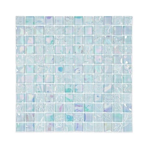 Iridescent Grey Mosaic Glass Tile - 1&quot; x 1&quot; | Perfect for Bathrooms, Pools & Laundry Rooms | Made in Türkiye