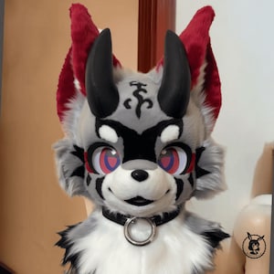 Hellhound Fursuit Head,Cosplay Kenomo Furhead,Theme Party,Furry Fursona Mask,Fursuit Premade,Fursuit Fan,Fursuit Accessories