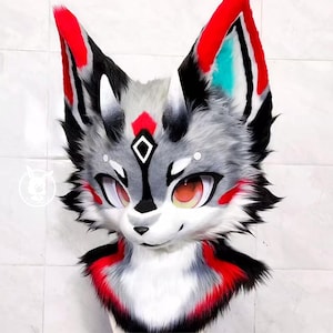 Hellcats Fursuit Head,Cosplay Kenomo Furhead,Theme Party,Furry Fursona Mask,Fursuit Premade,Fursuit Fan,Fursuit Accessories