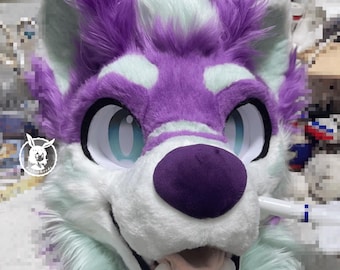 Purple Taro Dog Fursuit Head,Cosplay Kenomo Furhead,Theme Party,Furry Fursona Mask,Fursuit Premade,Fursuit Fan,Fursuit Accessories