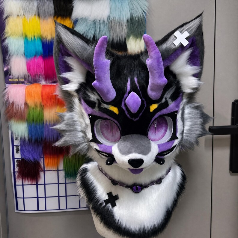 Purple Demon Wolf Fursuit Head,cosplay Kenomo Fursuit Head,theme Party ...