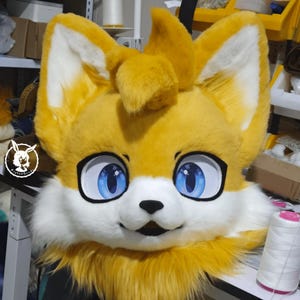 Yellow Cheese Puppy Fursuit Head,Cosplay Kenomo Furhead,Theme Party,Furry Fursona Mask,Fursuit Premade,Fursuit Fan,Fursuit Accessories
