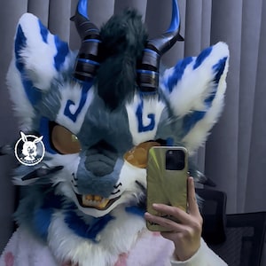 Iceberg Dragons Furry Head,Cosplay Kenomo Fursuit Head,Theme Party,Furry Fursona Mask,Fursuit Premade,Fursuit Fan,Fursuit Accessories
