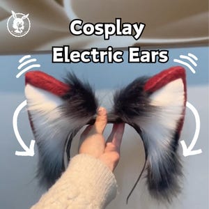 コスプレ電気猫耳、カスタマイズ可能なリアルなリモート電気動物耳、ファースーツ必須アクセサリー、子犬の女の子の動物耳