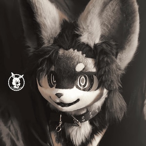 Black Ponytail Cat Lady Fursuit Head,Cosplay Kenomo Furhead,Theme Party,Furry Fursona Mask,Fursuit Premade,Fursuit Fan,Fursuit Accessories