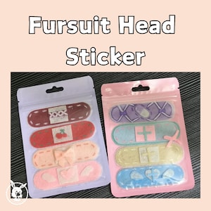 Adesivo per la testa di Fursuit, accessori per la testa di Fursuit, adesivi emoji carini, decorazioni pelose, copricapo di Fursuit, adesivi a bolle di cartone animato, adesivo A6