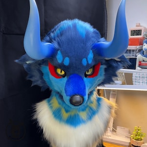 Demon Contract Messenger Fursuit Head,Cosplay Kenomo Furhead,Theme Party,Furry Fursona Mask,Fursuit Premade,Fursuit Fan,Fursuit Accessories