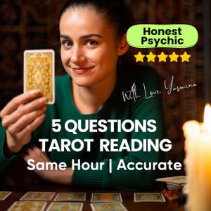 Lecture détaillée en 5 questions, lecture de tarot à l'heure même, consultation de voyance le jour même, consultation amoureuse, consultation de voyance honnête