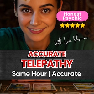 Accurate Telepathy Psychic Reading, Same Hour Detailed Tarot Reading, Psychic Insights, Love Spiritual Connections, Honest Psychic Reading