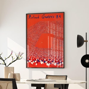 Roland Garros 1984 print, Tennis Poster Roland Garros Poster, Sports Wall Art Tennis Print, Mid Century Modern Digital Wall Art