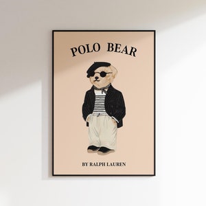 Physical Poster Polo Bear Poster Fashion Magazine Poster Polo Bear Fashion Magazine Poster Ralph Lauren Luxury Fashion Print Physical Poster