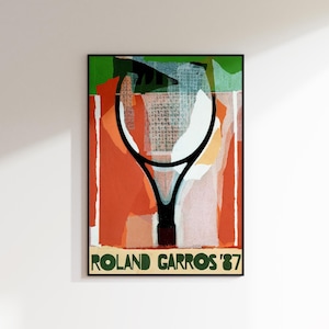 Póster de tenis de Roland Garros 1987. Póster de Roland Garros. Arte mural deportivo. Impresión de tenis. Arte mural digital.