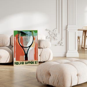 Roland Garros 1987 print, Tennis Poster Roland Garros Poster Sports Wall Art, Tennis Print, Mid Century Modern, Digital Wall Art
