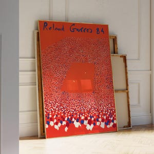 Roland Garros 1984 print, Tennis Poster Roland Garros Poster Sports Wall Art Tennis Print, Mid Century Modern Digital Wall Art
