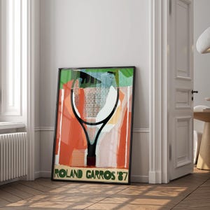 Roland Garros 1987 print, Tennis Poster Roland Garros Poster, Sports Wall Art Tennis Print, Mid Century Modern Tennis Physical Poster