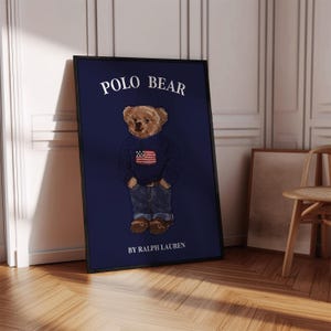 Physical Poster Polo Bear Poster Fashion Magazine Poster Vintage Fashion Magazine Poster, Ralph Lauren Luxury Fashion Print Ralph Lauren Art