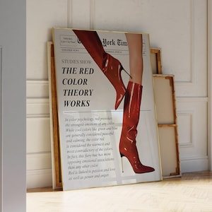 Retro Newspaper Print, Trendy Wall art Poster, Red Boots | Fashion Icon Poster, Red Boots Wall art, Retro Art, Digital Download