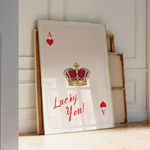 Trendy Ace of Hearts Print Always a Winner Poster Retro Wall Art, Aesthetic Print Playing Card Poster Preppy y2k Room Decor Digital Download