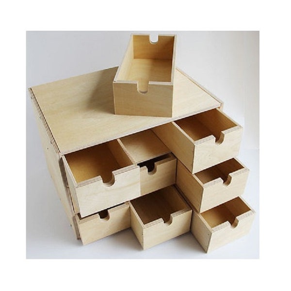 Ikea Fira Birch Wooden Storage Chest Box with 9 Drawers Wood Desktop Organizer