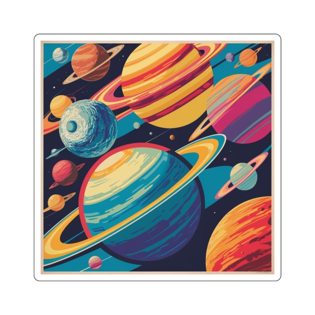 Retro Planets Square Stickers - Etsy