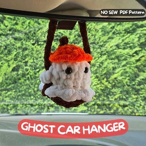 Halloween Crochet Pattern Car Hanger Pumpkin Ghost | Halloween Plushie No Sew Ghost Pattern | Quick Halloween Crochet Pattern