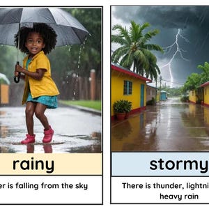 14 fiches météo pour les tout-petits | Matériaux Montessori imprimables | Cartes d'apprentissage de la météo réelle | Éducation de la petite enfance (numérique)