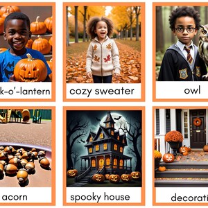 24 cartes mémoire d'automne et d'Halloween pour les tout-petits | Cartes d'apprentissage saisonnières Montessori | Automne et Thanksgiving (impression numérique)