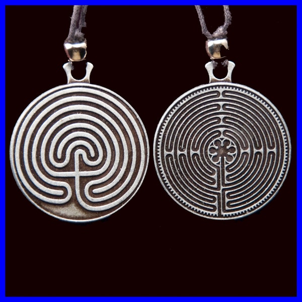 Labyrinth Pendant- Pewter Tone- 2 Sided