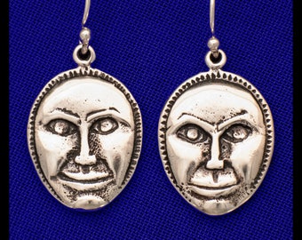 Moon Face Rattle- Plata de ley- Pendientes