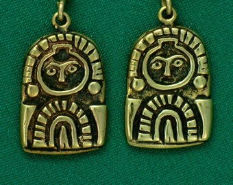 Columbia River Gorge, Sunburst Petroglyph- Bronze- Ohrringe