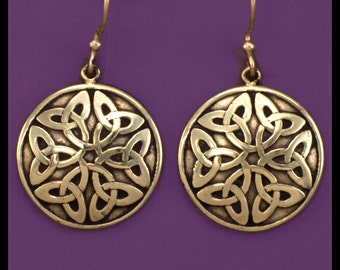 Pendientes circulares con nudo de la Trinidad - Bronce