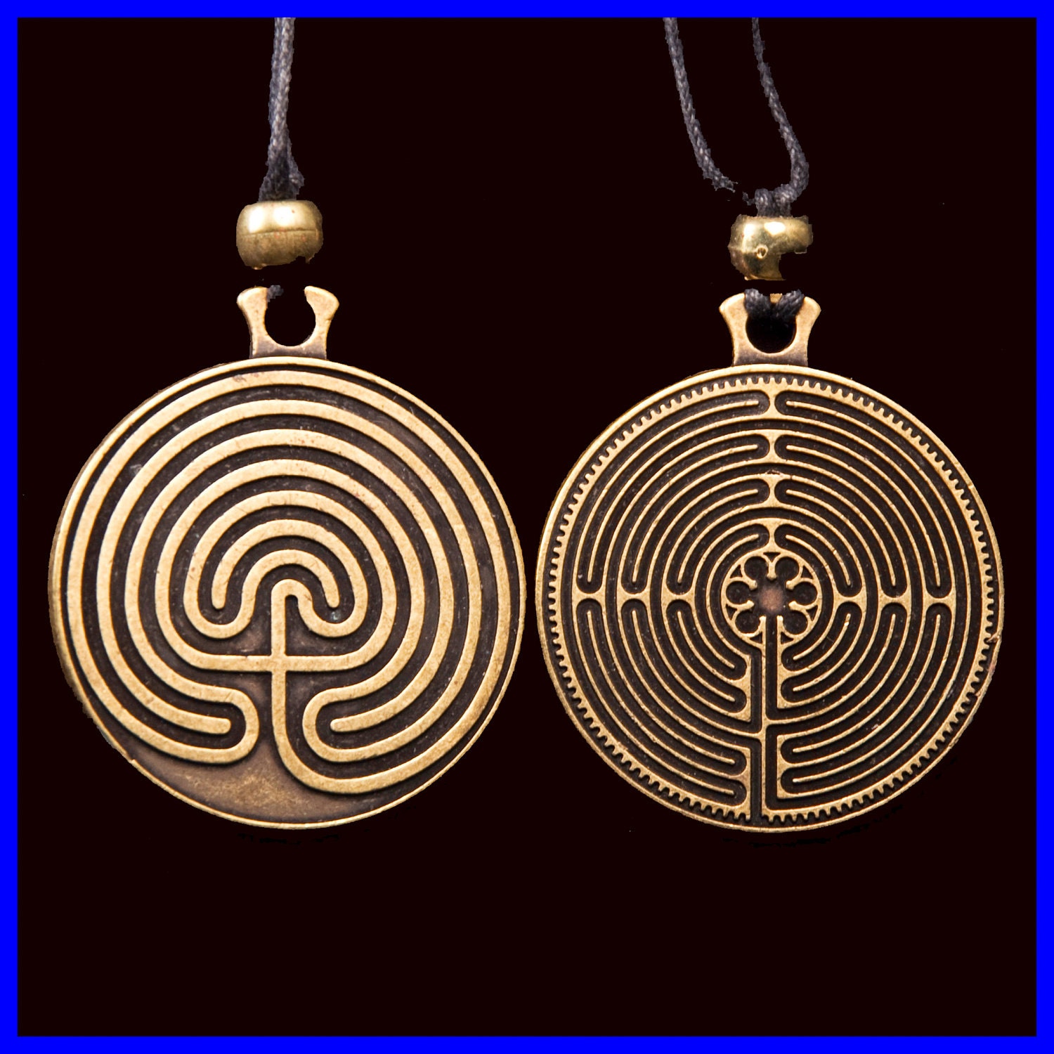 Labyrinth Pendant Gold Tone 2 Sided 11 Circuit & 7 Circuit Etsy