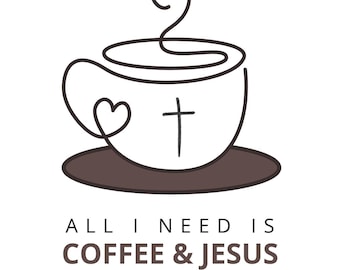 Todo lo que necesito es Jesús, café y Jesús, arte mural digital