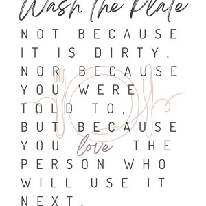 Wash the Plate Farmhouse Kitchen Wall Art - Mother Teresa Quote Digital Print