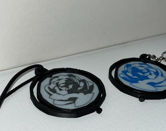 Blue Rose Spinning Pendant as Keychain/necklace - Etsy