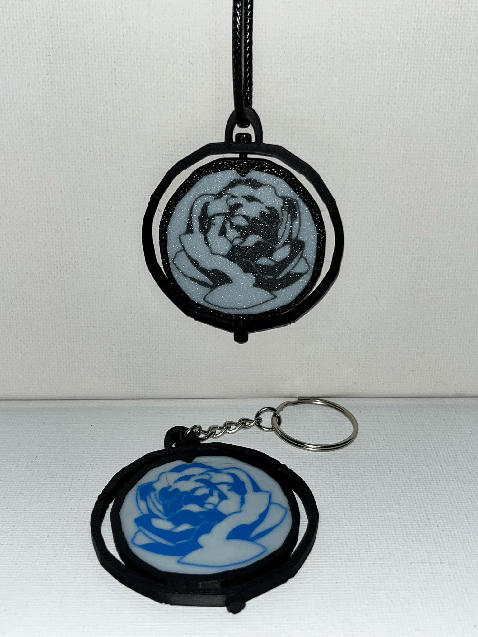 Blue Rose Spinning Pendant as Keychain/necklace - Etsy Blue Rose Spinning Pendant as Keychain/necklace - Etsy