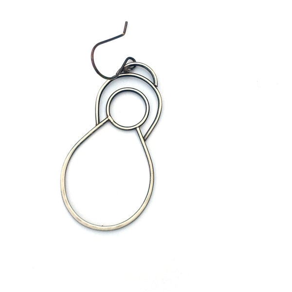 Single Earring, EAD2015 #41/365: Sterling Silver Dangle Earring, Oxidized Silver , Minimal Earring, Contemporary Jewelry