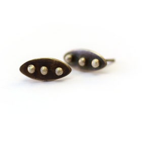 Leaf Earrings, Sterling Silver Studs, Pod Earrings, Oxidized Silver Posts, Botanical Jewelry image 5