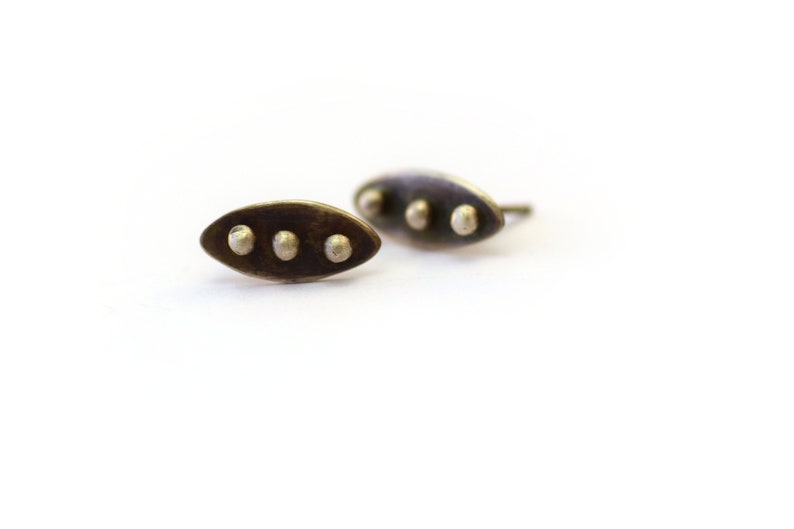 Leaf Earrings, Sterling Silver Studs, Pod Earrings, Oxidized Silver Posts, Botanical Jewelry image 5