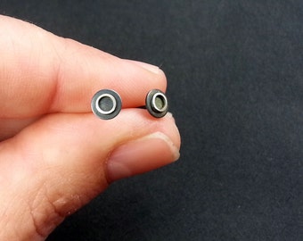 Sterling Silver Post Earring, Single Eyelet Stud, Oxidized Silver Earrings, Minimal Silver Stud Earrings, Geometric Stud Earrings